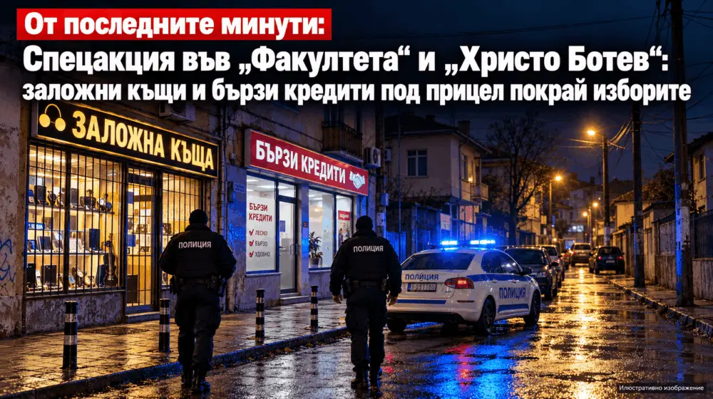 От последните минути: Спецакция във „Факултета“ и „Христо Ботев“: заложни къщи и бързи кредити под прицел покрай изборите